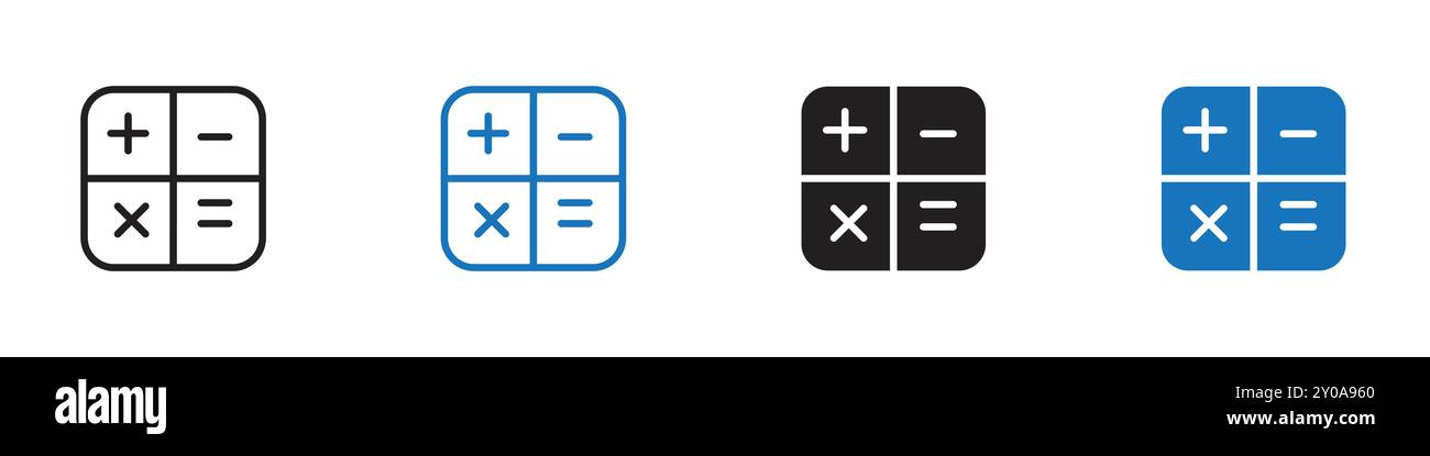 Icône de calculatrice graphique vectorielle linéaire signe ou symbole défini pour l'interface utilisateur de l'application Web Illustration de Vecteur