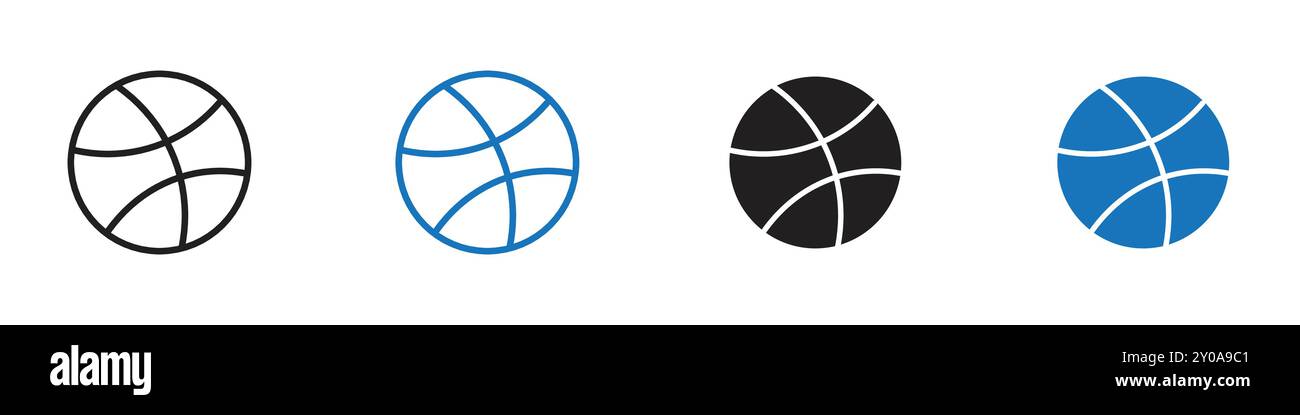 Icône de basket-ball signe graphique vectoriel linéaire ou symbole défini pour l'interface utilisateur de l'application Web Illustration de Vecteur