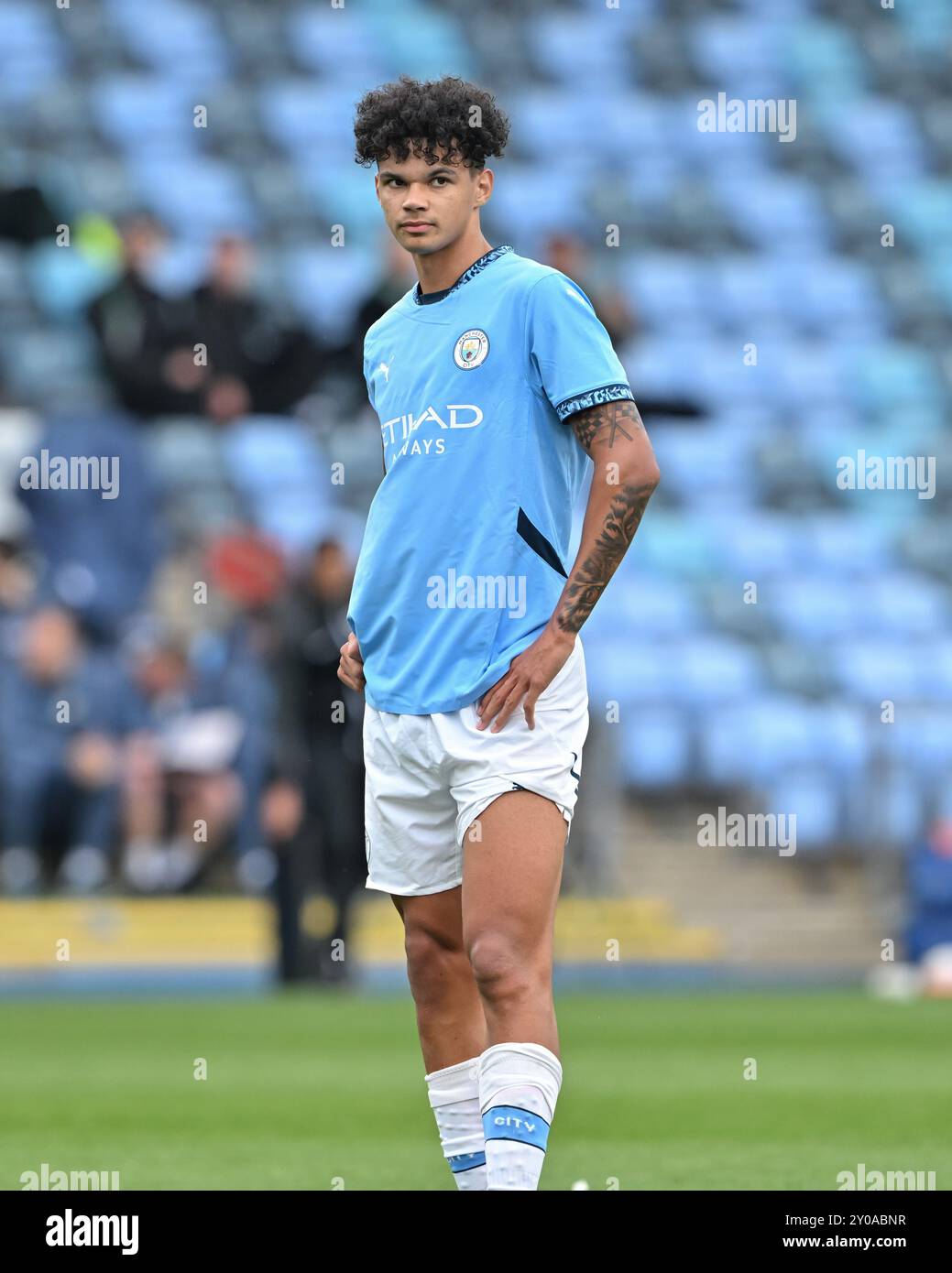 Manchester, Royaume-Uni. 01 Sep, 2024. Nico O'Reilly de Manchester City lors du premier League 2 U23 match Manchester City vs Everton au joie Stadium, Manchester, Royaume-Uni, le 1er septembre 2024 (photo par Cody Froggatt/News images) à Manchester, Royaume-Uni le 9/1/2024. (Photo de Cody Froggatt/News images/Sipa USA) crédit : Sipa USA/Alamy Live News Banque D'Images