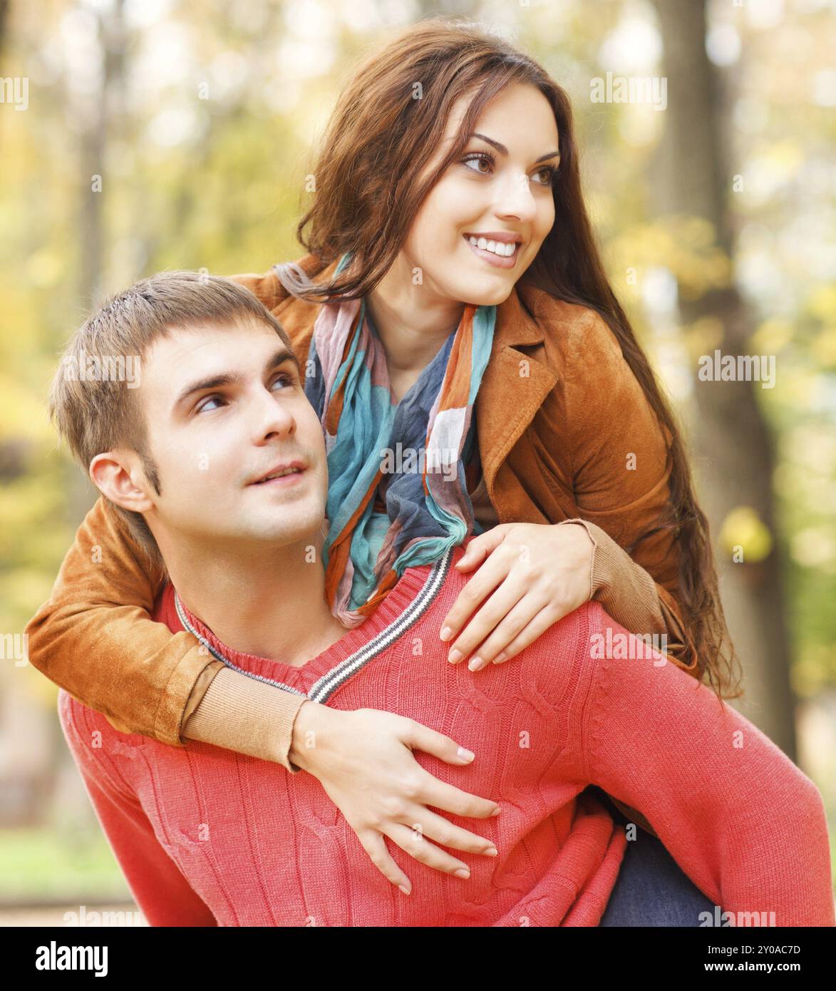 Portrait de couple saison automne automne doré Banque D'Images