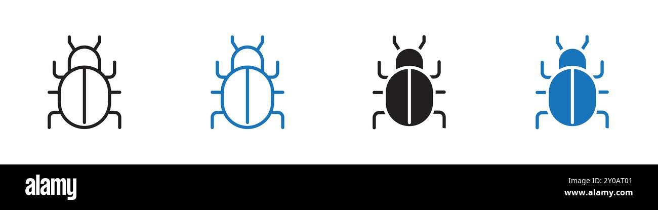 Icône de bug graphique vectorielle linéaire signe ou symbole défini pour l'interface utilisateur de l'application Web Illustration de Vecteur
