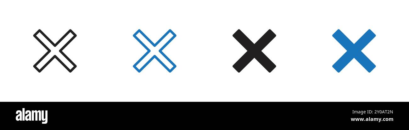 Fermer icône graphique vectoriel linéaire signe ou symbole défini pour l'interface utilisateur de l'application Web Illustration de Vecteur