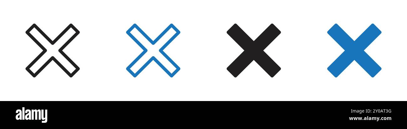 Fermer icône graphique vectoriel linéaire signe ou symbole défini pour l'interface utilisateur de l'application Web Illustration de Vecteur