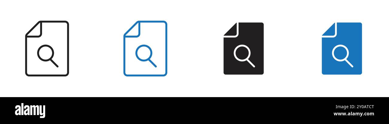 Icône de recherche de fichier graphique vectoriel linéaire signe ou symbole défini pour l'interface utilisateur de l'application Web Illustration de Vecteur
