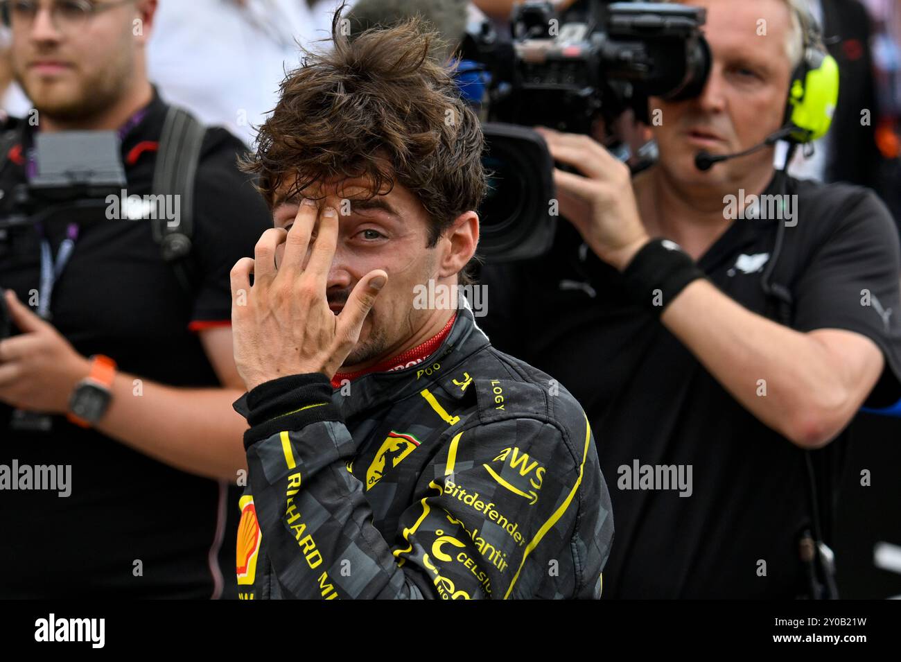 Autodromo Nazionale Monza, Monza, Italie. 1er septembre 2024. Grand Prix d'Italie de formule 1 2024 ; jour de la course ; Charles Leclerc de Monaco Scuderia Ferrari HP F1 Team célèbre sa victoire en course crédit : action plus Sports/Alamy Live News Banque D'Images