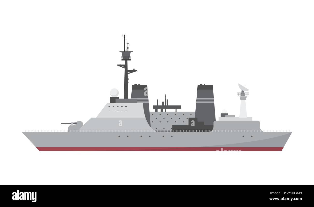 Illustration vectorielle détaillée d'un cuirassé avec un design moderne. Illustration de Vecteur