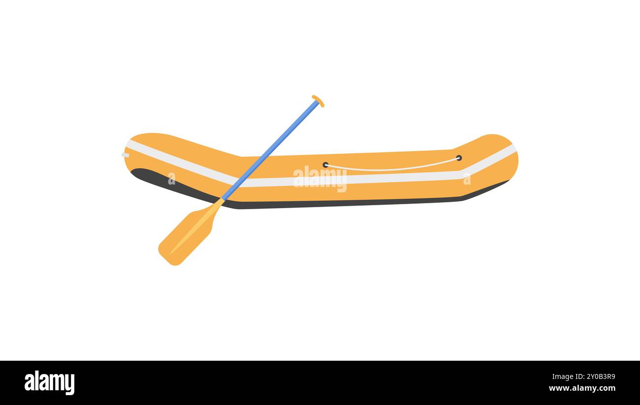 Illustration vectorielle détaillée d'un bateau gonflable avec paddle. Illustration de Vecteur