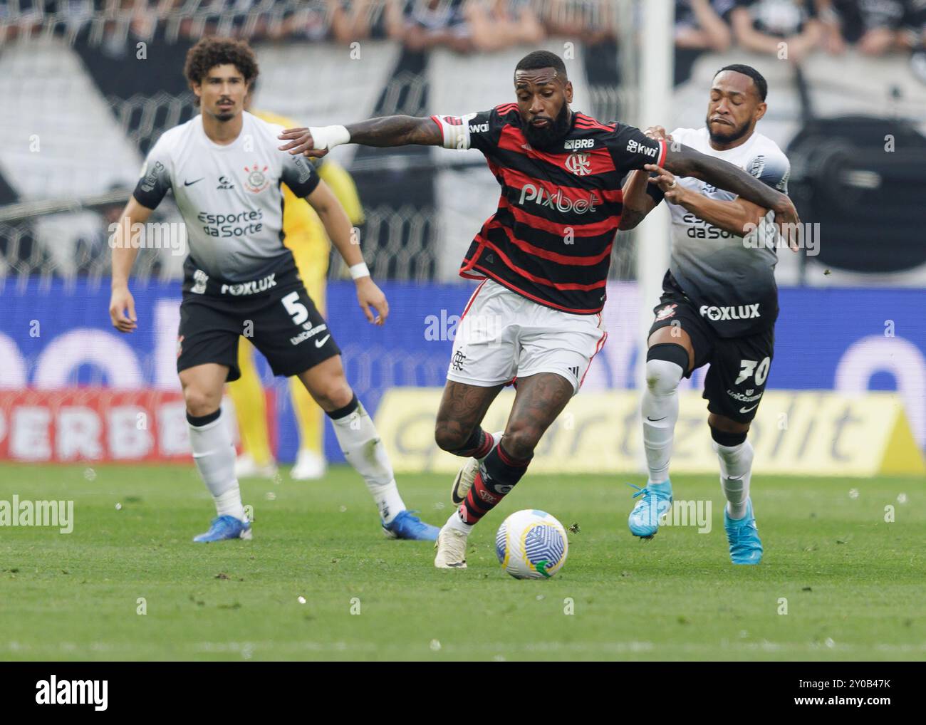 Sao Paulo, Brésil. 01 septembre 2024. Football Football - Championnat brésilien – Corinthians x Flamengo - Neo Quimica ArenaStadium. André Ramalho de Corinthians pendant le match Credit : Vilmar Bannach/Alamy Live News Banque D'Images
