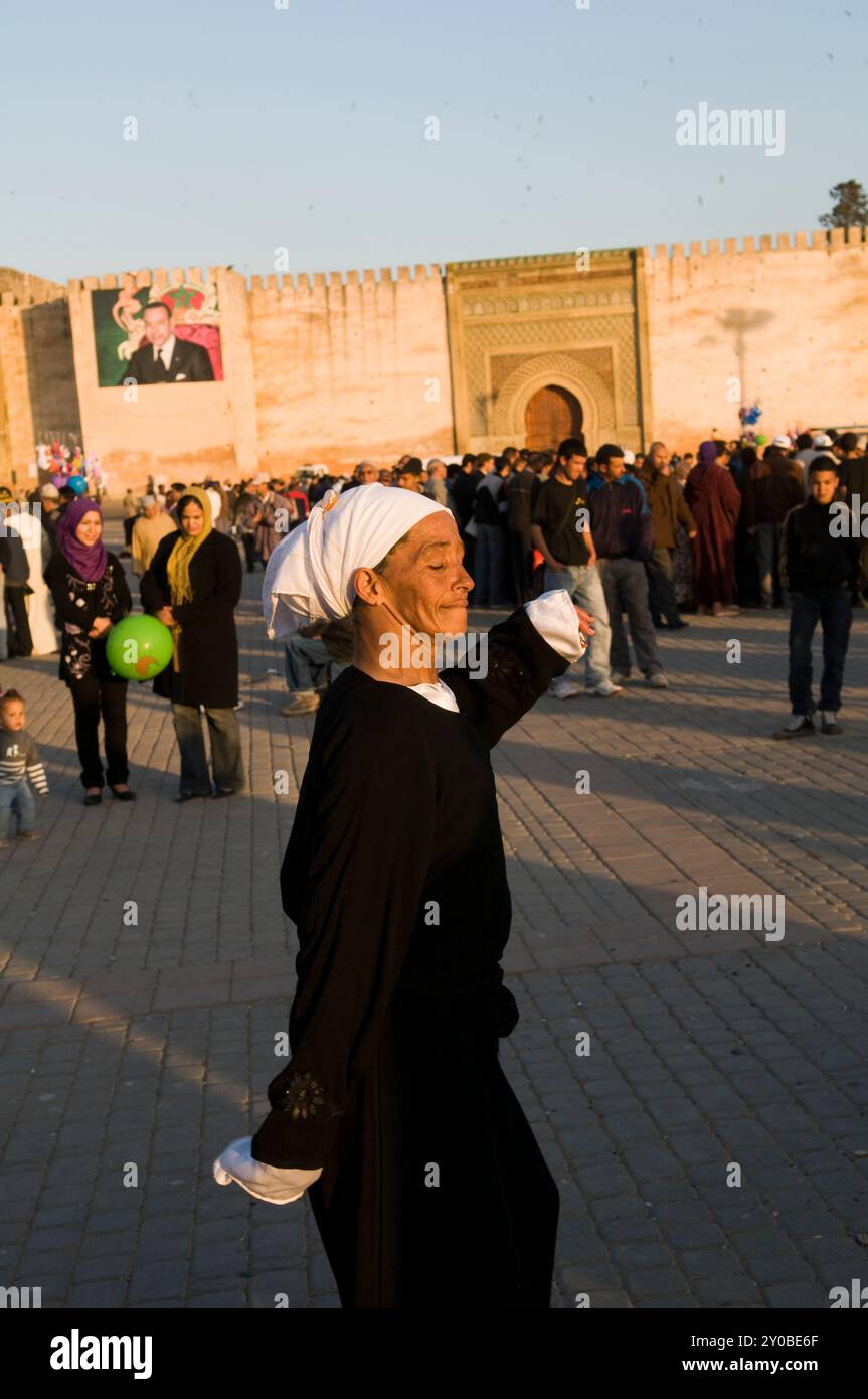 Les artistes de rue à Meknes, Maroc. Banque D'Images