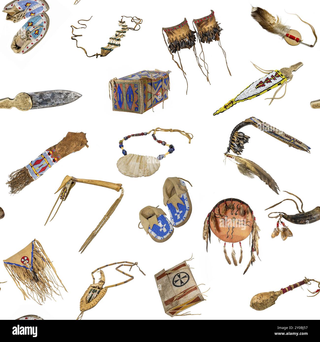 Texture à partir d'images d'objets des Indiens d'Amérique du Nord sioux, Lakota Banque D'Images