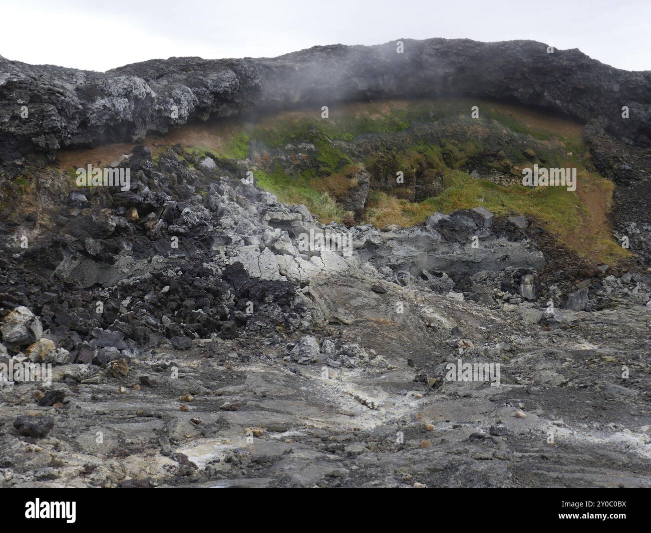 Au volcan actif Leirhnjukur en Islande Banque D'Images