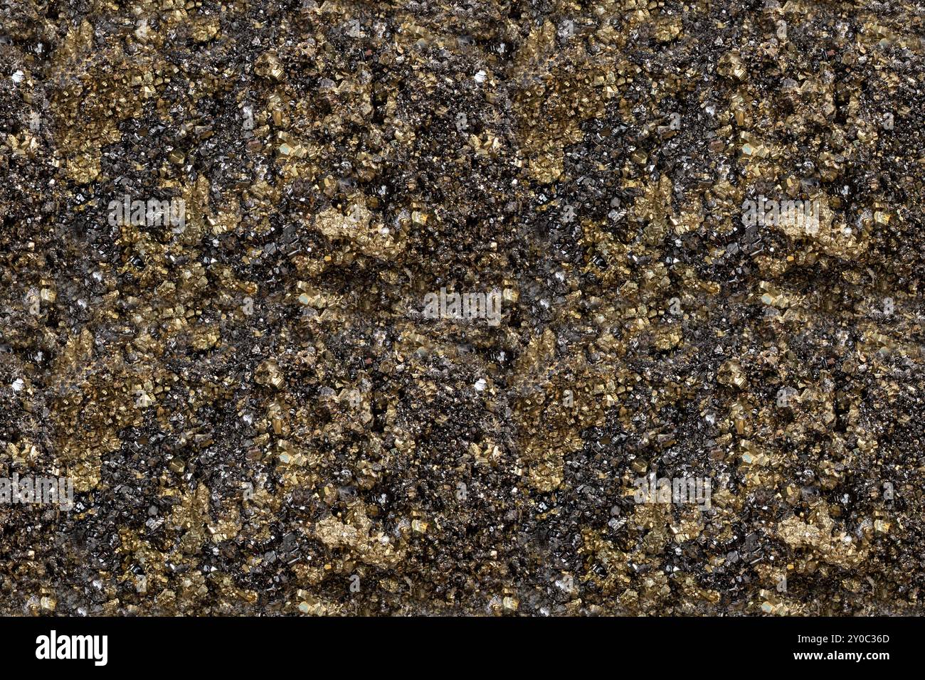 Structure minérale de pyrite avec motif sans couture de pierre noire Banque D'Images