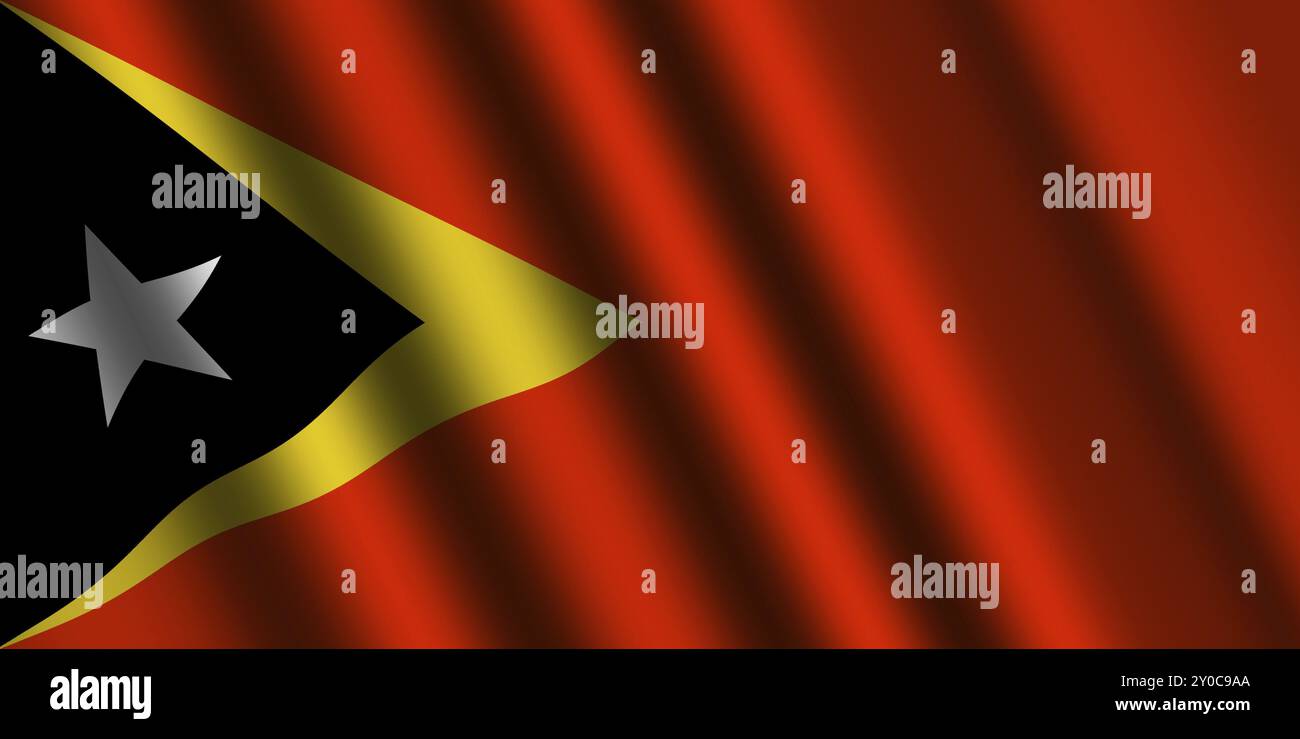 Le drapeau du Timor oriental flotte dans le vent Banque D'Images