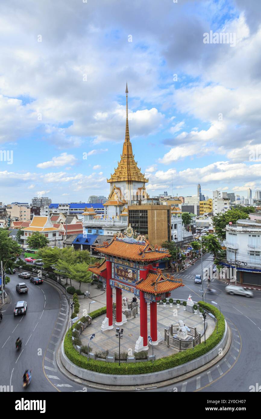 Wat Trimitr, le temple de la statue dorée de bouddha à Bangkok, Thaïlande, Asie Banque D'Images