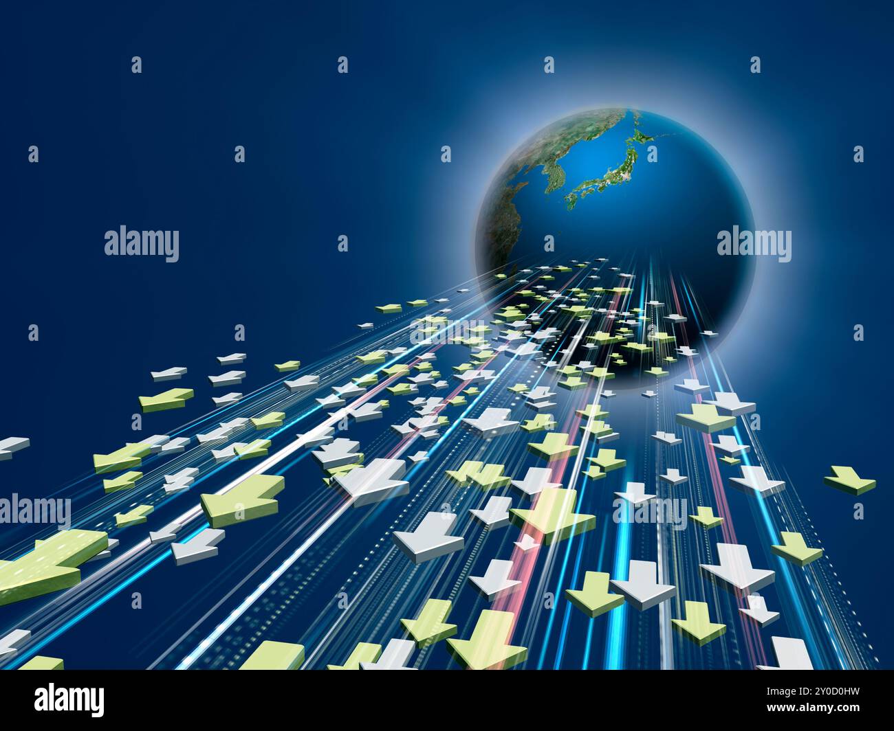 Un groupe de flèches sautent hors de la terre Banque D'Images