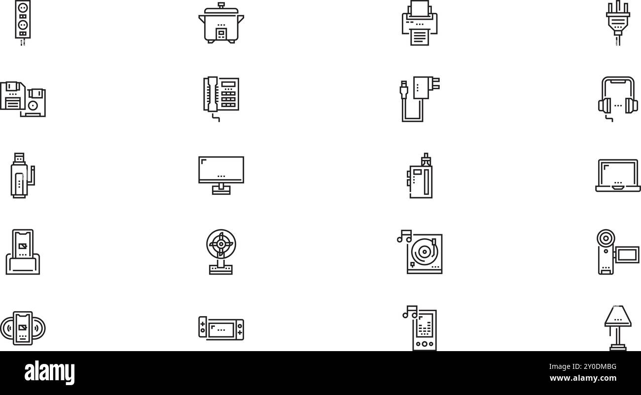 Icônes électroniques Collection d'icônes vectorielles de haute qualité avec un trait modifiable. Idéal pour les projets professionnels et créatifs. Illustration de Vecteur