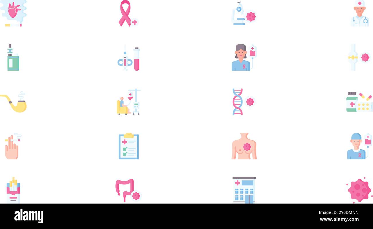 Icônes de cancer Collection d'icônes vectorielles de haute qualité avec Stroke modifiable. Idéal pour les projets professionnels et créatifs. Illustration de Vecteur