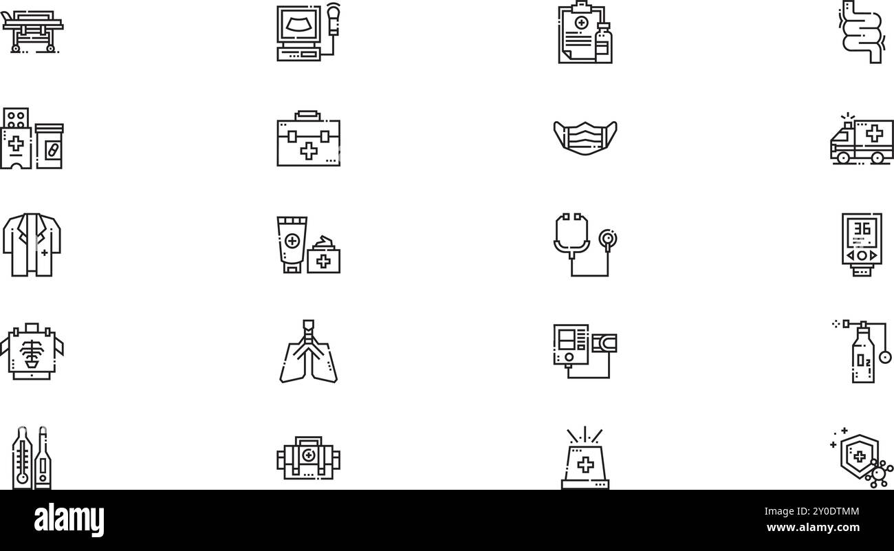 Icônes de services médicaux Collection d'icônes vectorielles de haute qualité avec trait modifiable. Idéal pour les projets professionnels et créatifs. Illustration de Vecteur