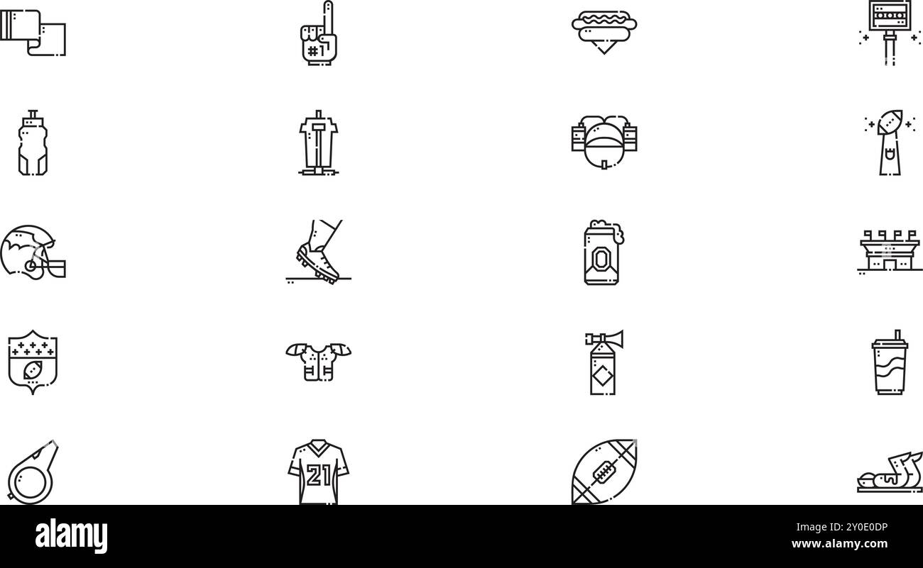 Icônes du football américain Collection d'icônes vectorielles de haute qualité avec Stroke modifiable. Idéal pour les projets professionnels et créatifs. Illustration de Vecteur