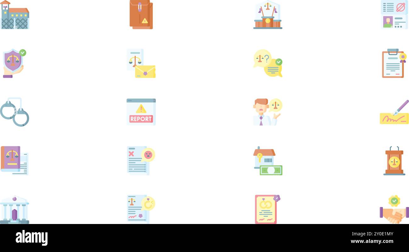 Icônes des services juridiques Collection d'icônes vectorielles de haute qualité avec contour modifiable. Idéal pour les projets professionnels et créatifs. Illustration de Vecteur
