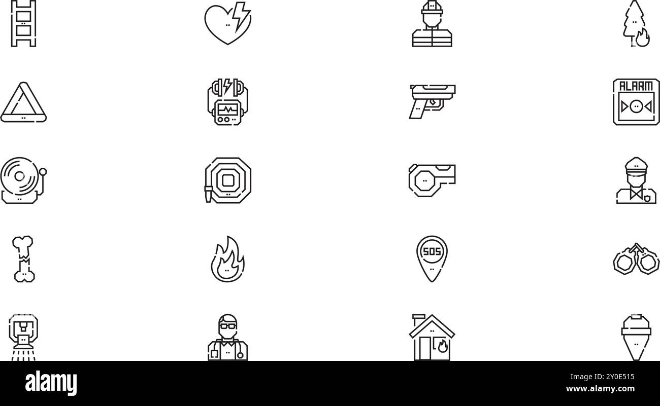 Icônes d'urgence Collection d'icônes vectorielles de haute qualité avec contour modifiable. Idéal pour les projets professionnels et créatifs. Illustration de Vecteur