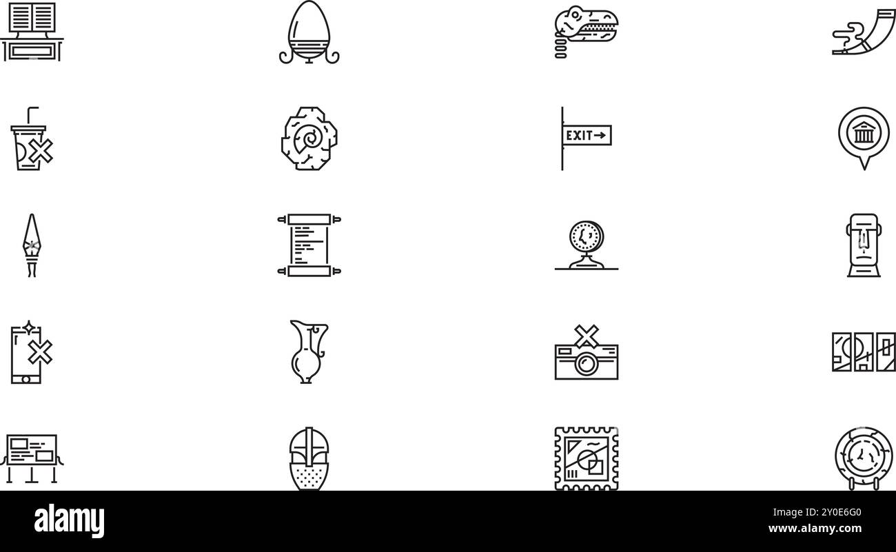 Icônes de musée Collection d'icônes vectorielles de haute qualité avec Stroke modifiable. Idéal pour les projets professionnels et créatifs. Illustration de Vecteur