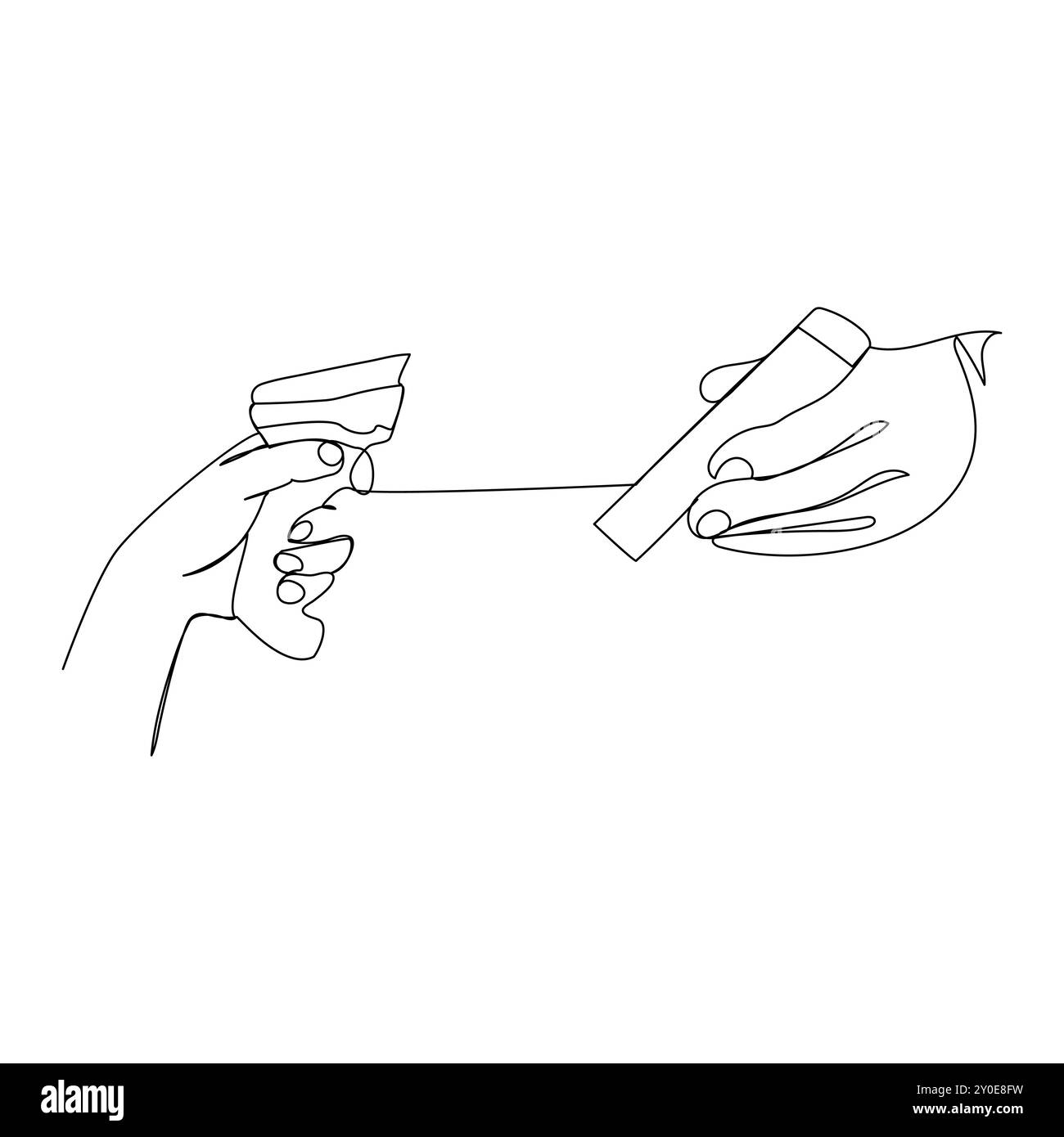 QR code sur l'écran du smartphone, QR Code, ID qr. Main tenant l'écran de smartphone mobile pour payer en ligne, scanner la technologie de code à barres avec le scanner de code qr Illustration de Vecteur