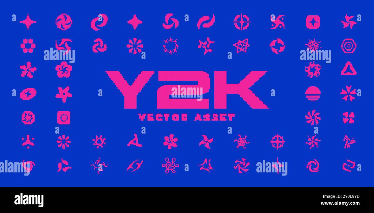 Actif de style de pixel Y2K. formes abstraites vectorielles 8 bits Illustration de Vecteur