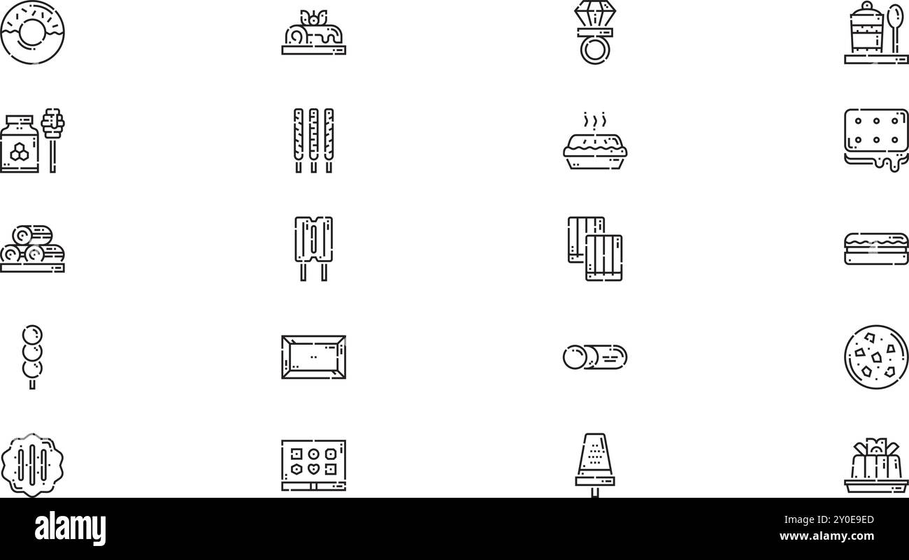 Bonbons et bonbons icônes Collection d'icônes vectorielles de haute qualité avec Stroke modifiable. Idéal pour les projets professionnels et créatifs. Illustration de Vecteur