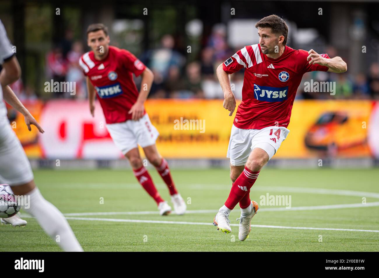 Silkeborg, Danemark. 01 Sep, 2024. Mark Brink (14 ans) de Silkeborg vu lors du match de Superliga 3F entre Silkeborg IF et le FC Midtjylland au Jysk Park à Silkeborg. Crédit : Gonzales photo/Alamy Live News Banque D'Images