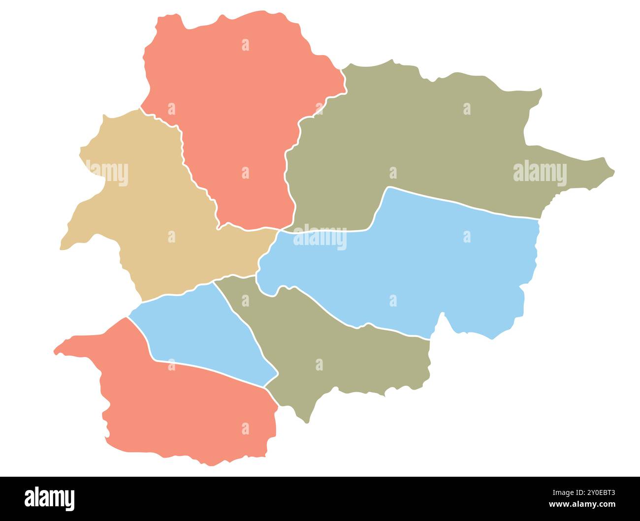 Carte d'Andorre par région en différentes couleurs. Illustration vectorielle. Illustration de Vecteur