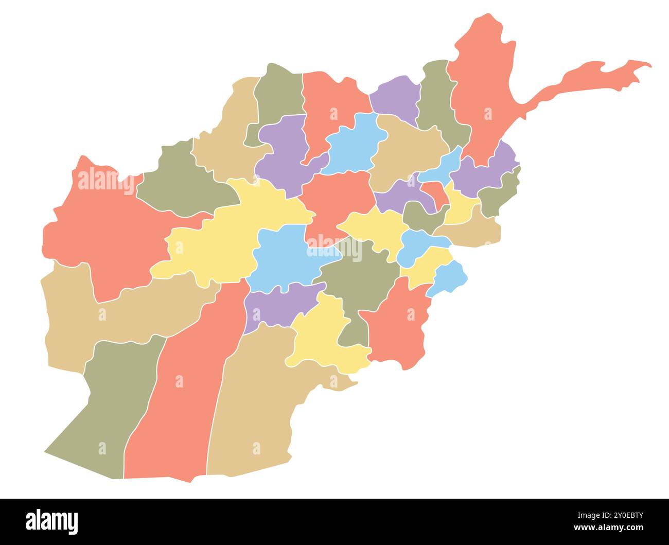 Carte de l'Afghanistan par région en différentes couleurs. Illustration vectorielle. Illustration de Vecteur