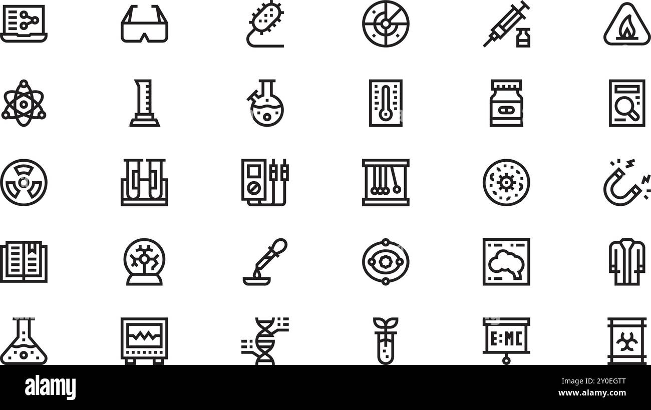 Icônes de recherche scientifique Collection d'icônes vectorielles de haute qualité avec Stroke modifiable. Idéal pour les projets professionnels et créatifs. Illustration de Vecteur