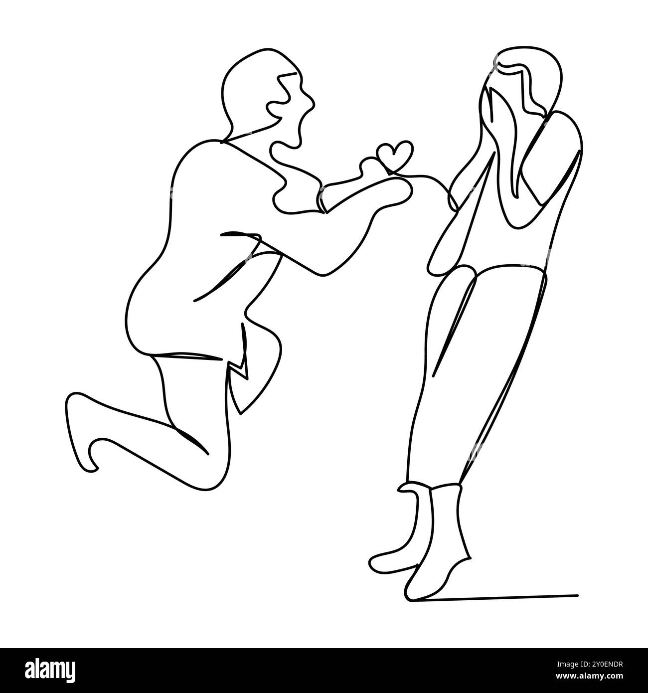 Illustration vectorielle d'amour de la saint-valentin en ligne continue dessinant le coeur de la saint-valentin amour isolé Illustration de Vecteur