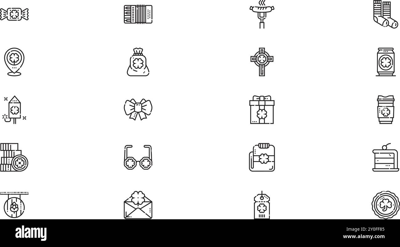 Icônes de jour St patricks Collection d'icônes vectorielles de haute qualité avec Stroke modifiable. Idéal pour les projets professionnels et créatifs. Illustration de Vecteur