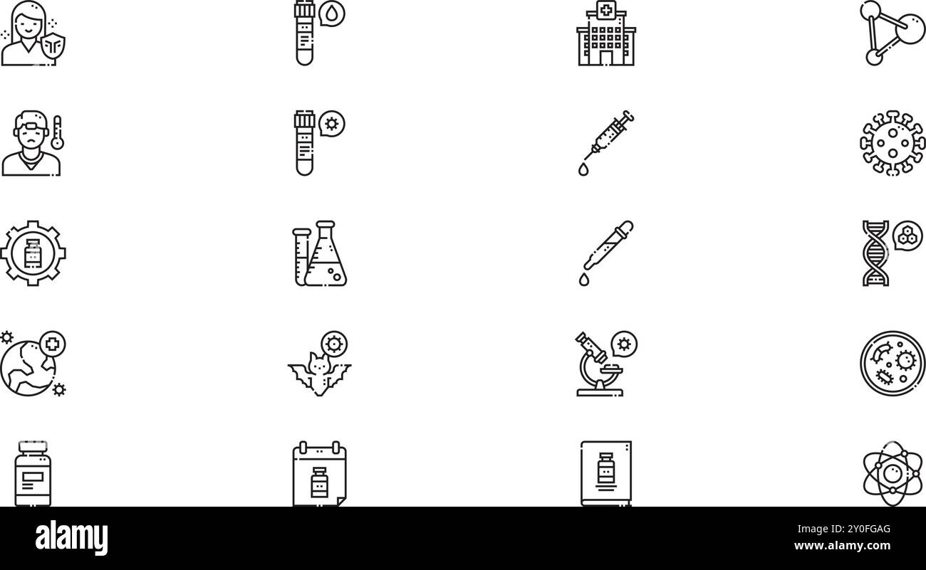 Pack d'icônes de vaccination Collection d'icônes vectorielles de haute qualité avec Stroke modifiable. Idéal pour les projets professionnels et créatifs. Illustration de Vecteur