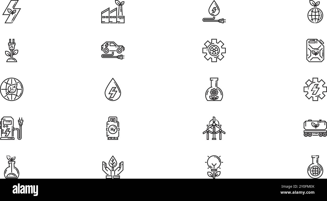 Icônes d'énergie durable Collection d'icônes vectorielles de haute qualité avec trait modifiable. Idéal pour les projets professionnels et créatifs. Illustration de Vecteur