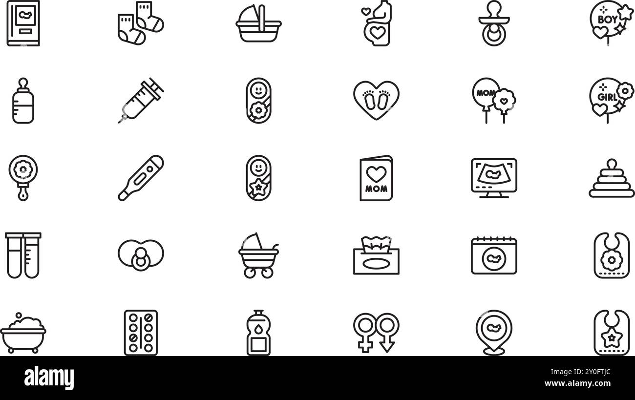 Icônes de maternité Collection d'icônes vectorielles de haute qualité avec Stroke modifiable. Idéal pour les projets professionnels et créatifs. Illustration de Vecteur