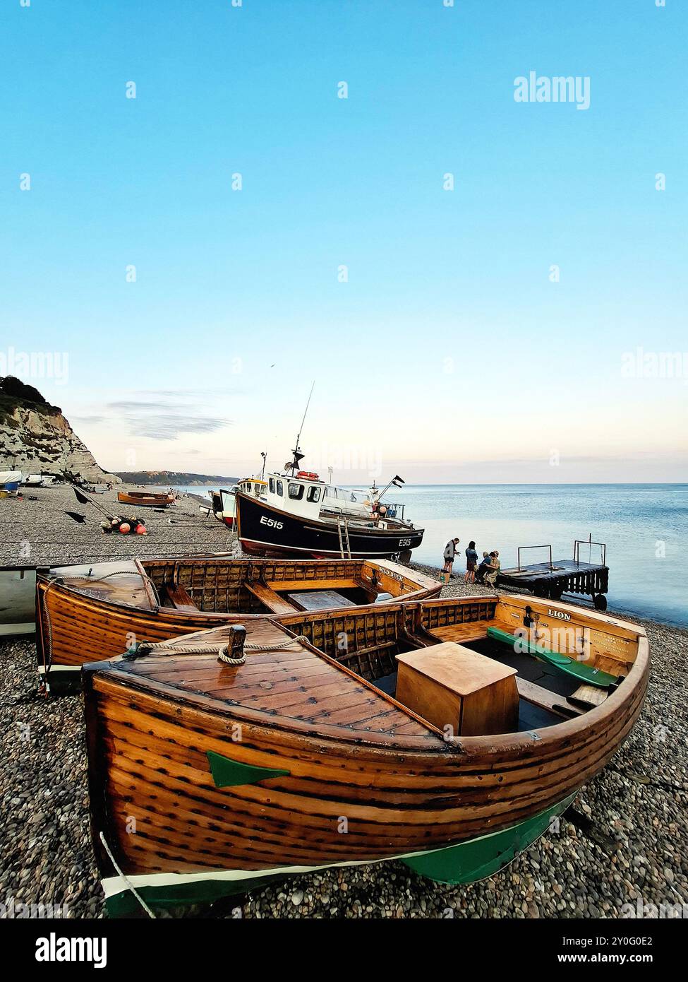 Bateaux de pêche à Beer, Devon, Royaume-Uni Banque D'Images