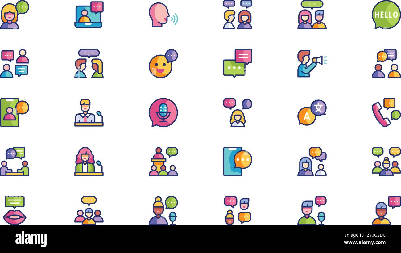 People Speaking Icon Pack Collection d'icônes vectorielles de haute qualité avec contour modifiable. Idéal pour les projets professionnels et créatifs. Illustration de Vecteur