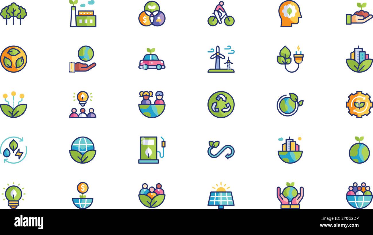 Sustainability Icon Pack Collection d'icônes vectorielles de haute qualité avec contour modifiable. Idéal pour les projets professionnels et créatifs. Illustration de Vecteur