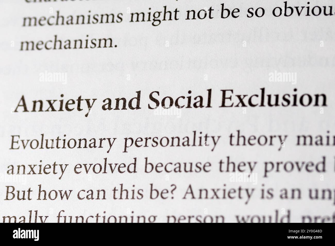 Anxiété et exclusion sociale : perspectives de la psychologie Banque D'Images