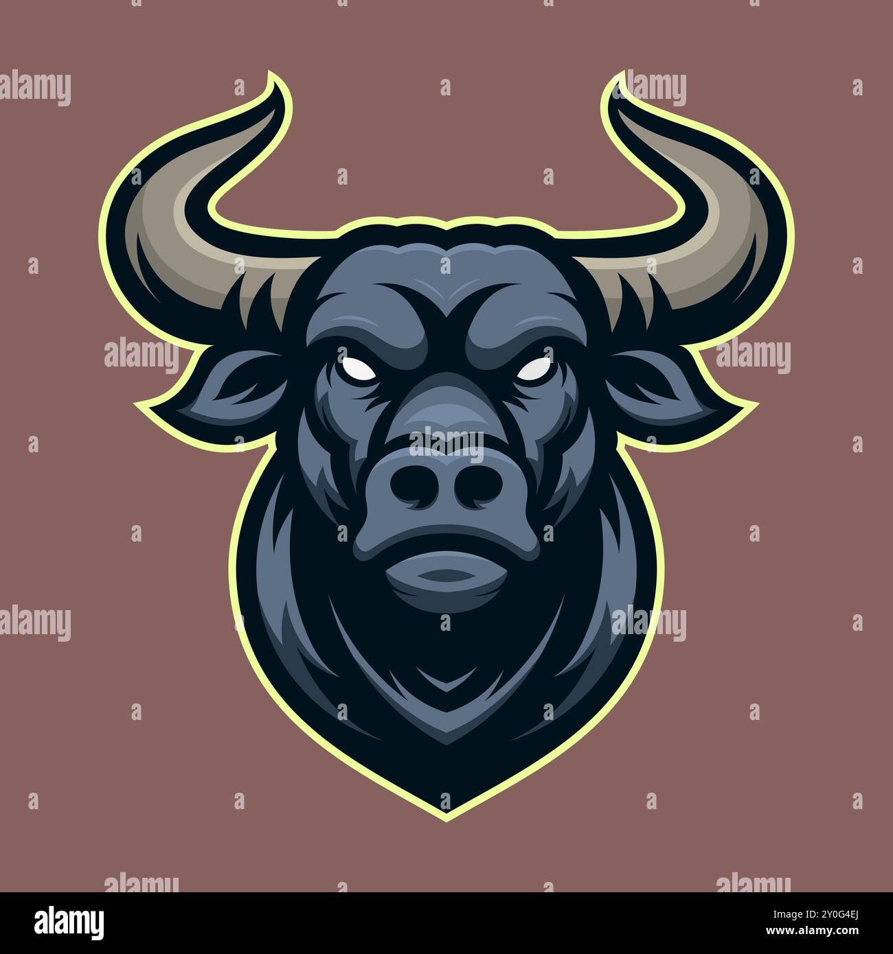 Tête de taureau en colère. Logo de mascotte de dessin animé. Illustration vectorielle EPS10 Illustration de Vecteur