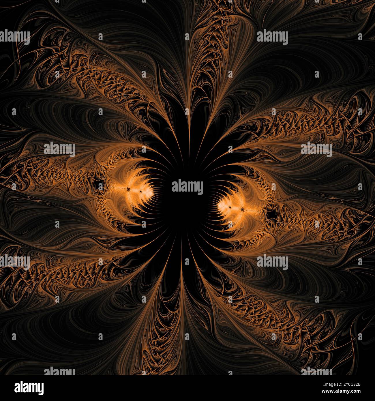 Plumes de bronze et d'or conception fractale abstraite Banque D'Images