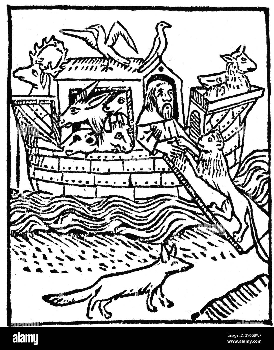 L'arche de Noé, 1483. Une illustration de la légende dorée de William Caxton. La légende dorée est un recueil de 153 hagiographies de Jacobus de Voragine (c1230-1298), qui a été largement lu en Europe à la fin du moyen âge. Banque D'Images