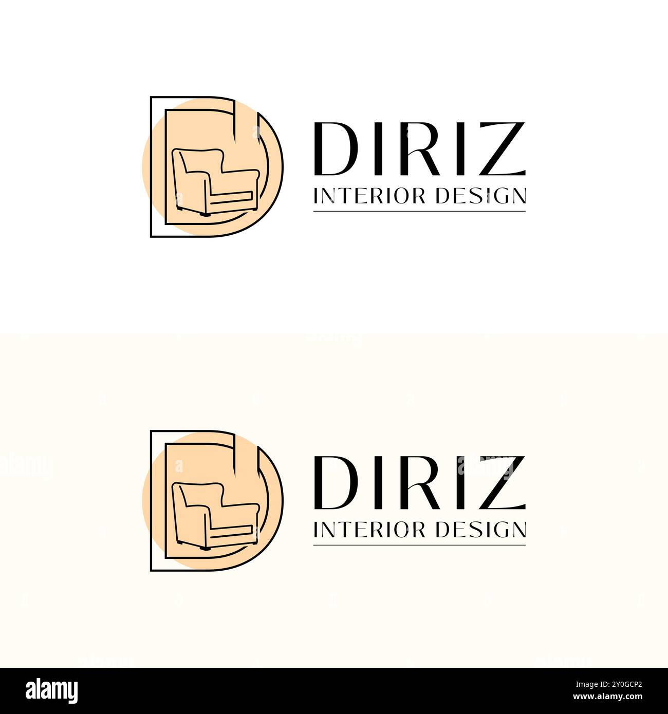 D Diriz intérieur de luxe logo Design Illustration de Vecteur