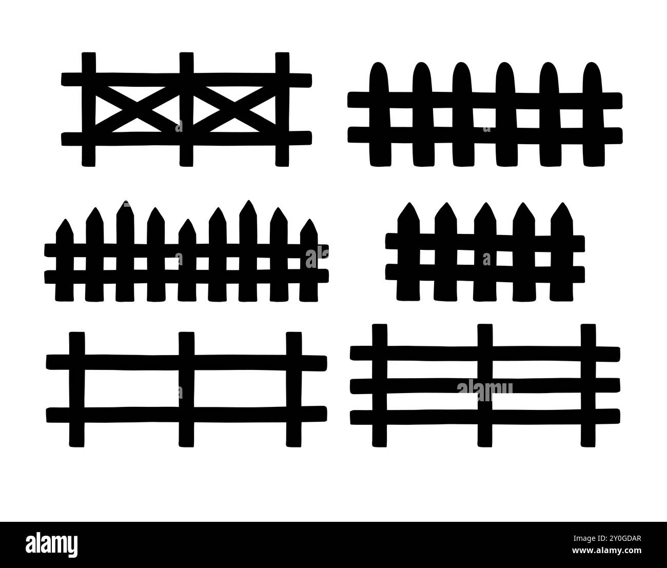 Ensemble vectoriel de silhouette de clôtures dessinées à la main Illustration de Vecteur