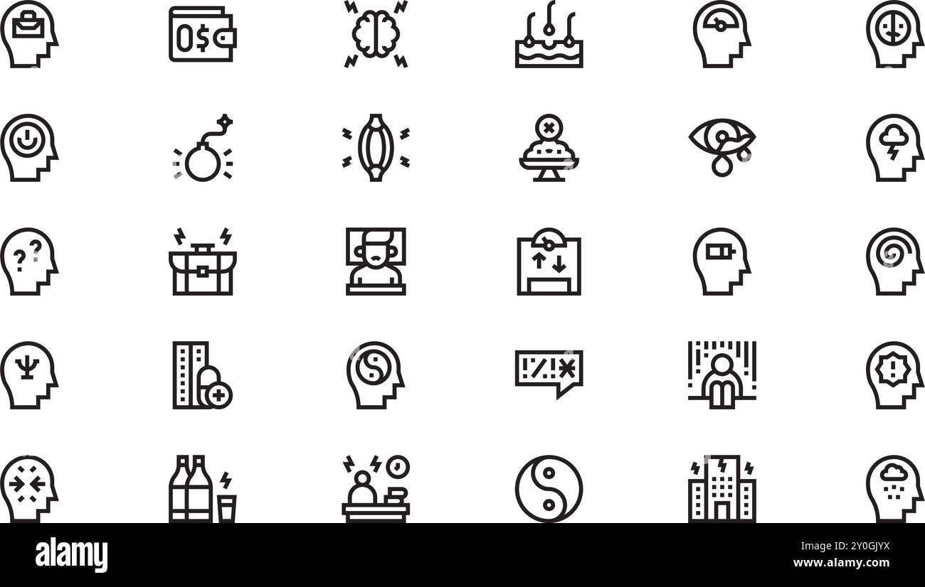 Icônes de stress Collection d'icônes vectorielles de haute qualité avec contour modifiable. Idéal pour les projets professionnels et créatifs. Illustration de Vecteur