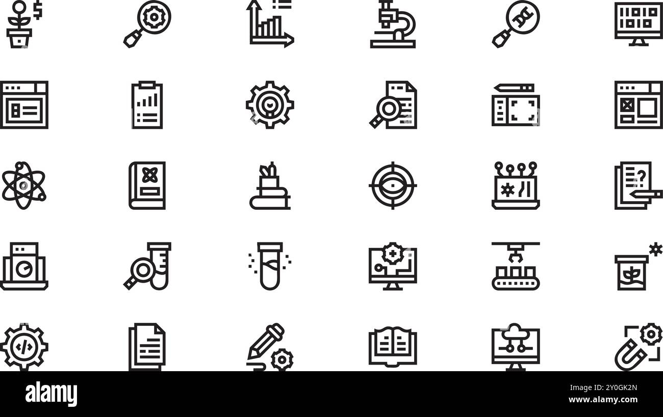 Icônes de recherche et développement Collection d'icônes vectorielles de haute qualité avec Stroke modifiable. Idéal pour les projets professionnels et créatifs. Illustration de Vecteur
