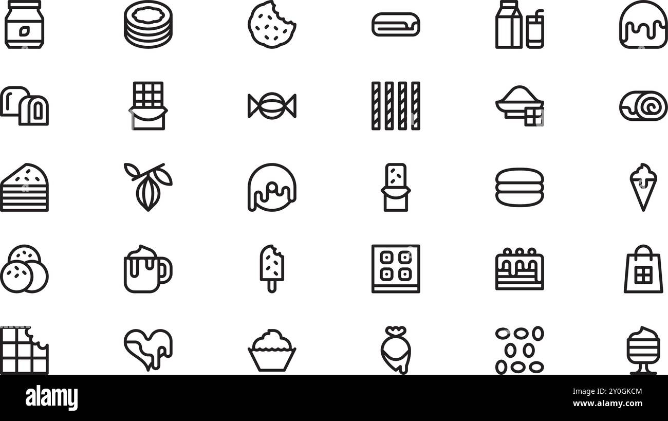 Icônes de chocolat Collection d'icônes vectorielles de haute qualité avec trait modifiable. Idéal pour les projets professionnels et créatifs. Illustration de Vecteur